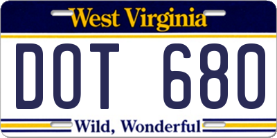 WV license plate DOT680