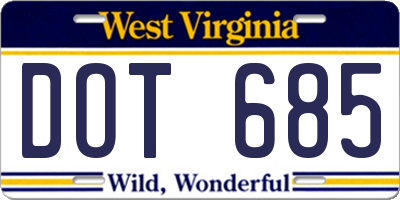 WV license plate DOT685