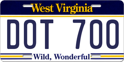 WV license plate DOT700