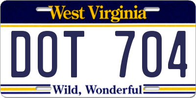 WV license plate DOT704
