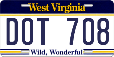 WV license plate DOT708