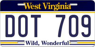 WV license plate DOT709