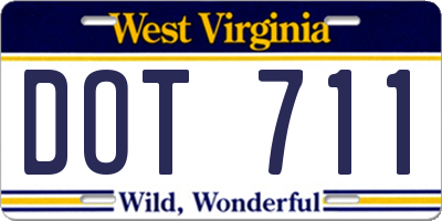 WV license plate DOT711