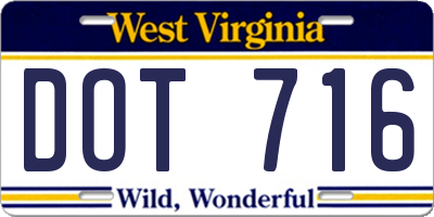 WV license plate DOT716