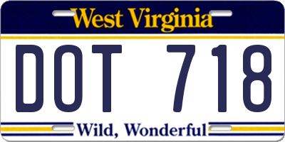 WV license plate DOT718