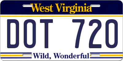 WV license plate DOT720