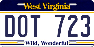 WV license plate DOT723