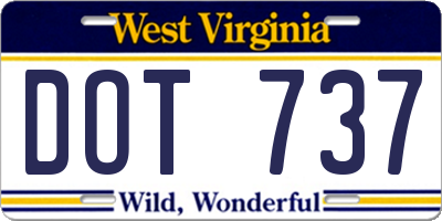 WV license plate DOT737