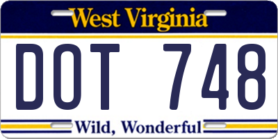WV license plate DOT748