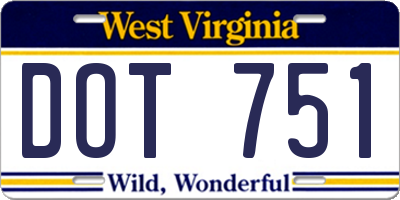 WV license plate DOT751