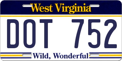 WV license plate DOT752