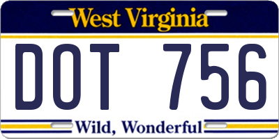 WV license plate DOT756