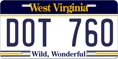 WV license plate DOT760