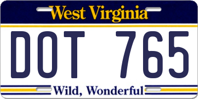 WV license plate DOT765