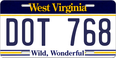 WV license plate DOT768