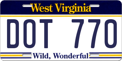 WV license plate DOT770