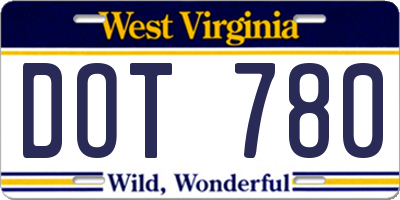 WV license plate DOT780