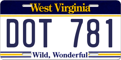 WV license plate DOT781