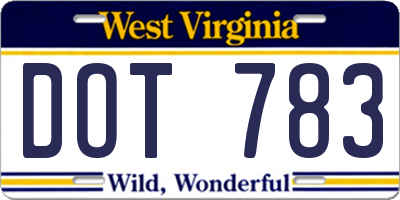 WV license plate DOT783