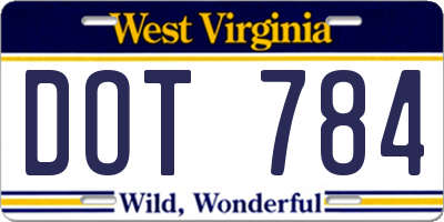 WV license plate DOT784