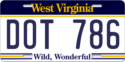 WV license plate DOT786