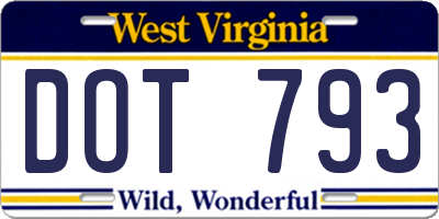 WV license plate DOT793