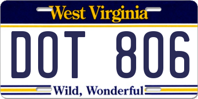 WV license plate DOT806