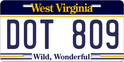 WV license plate DOT809