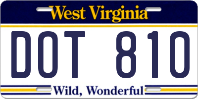 WV license plate DOT810