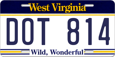 WV license plate DOT814