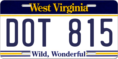 WV license plate DOT815