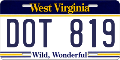 WV license plate DOT819