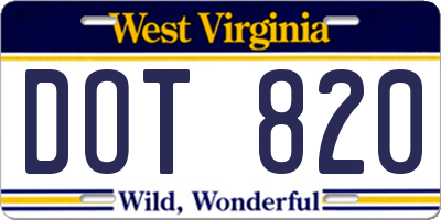 WV license plate DOT820