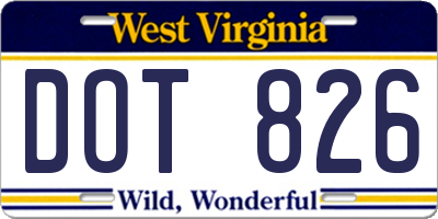 WV license plate DOT826