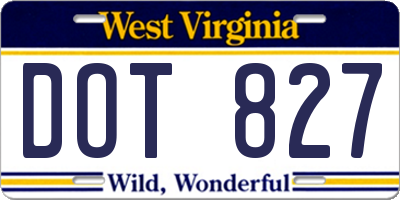WV license plate DOT827