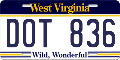 WV license plate DOT836
