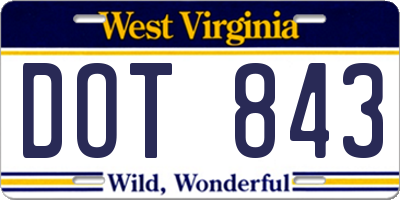 WV license plate DOT843