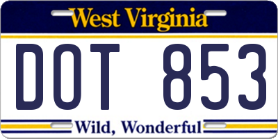 WV license plate DOT853