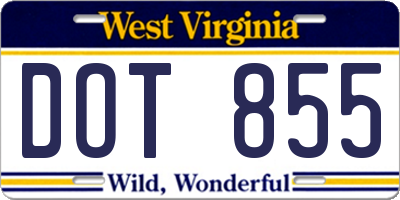 WV license plate DOT855
