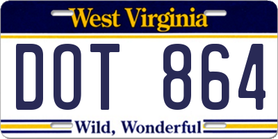 WV license plate DOT864