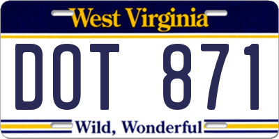 WV license plate DOT871