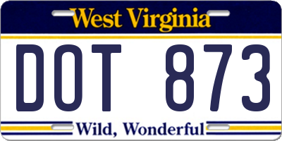 WV license plate DOT873