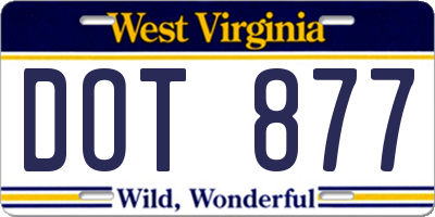 WV license plate DOT877