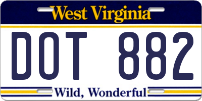 WV license plate DOT882