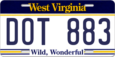 WV license plate DOT883