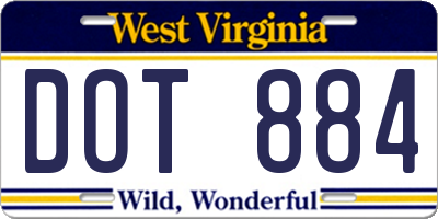 WV license plate DOT884