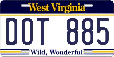 WV license plate DOT885