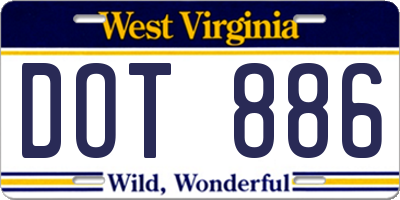 WV license plate DOT886