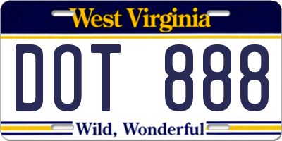 WV license plate DOT888
