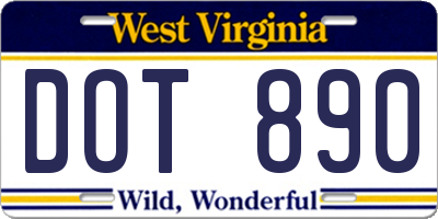 WV license plate DOT890
